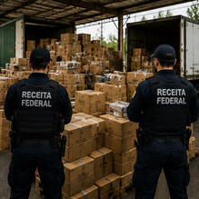 Receita federal com caixas de contrabando